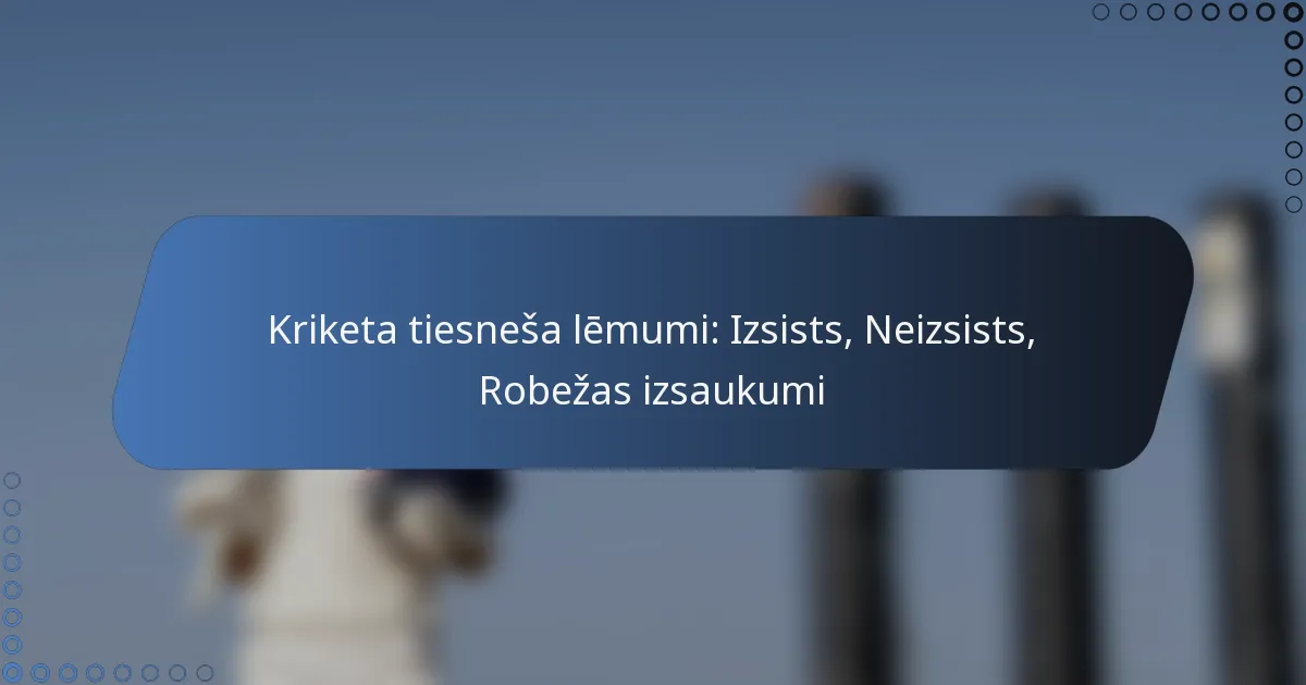 Kriketa tiesneša lēmumi: Izsists, Neizsists, Robežas izsaukumi