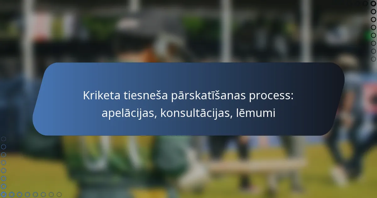 Kriketa tiesneša pārskatīšanas process: apelācijas, konsultācijas, lēmumi