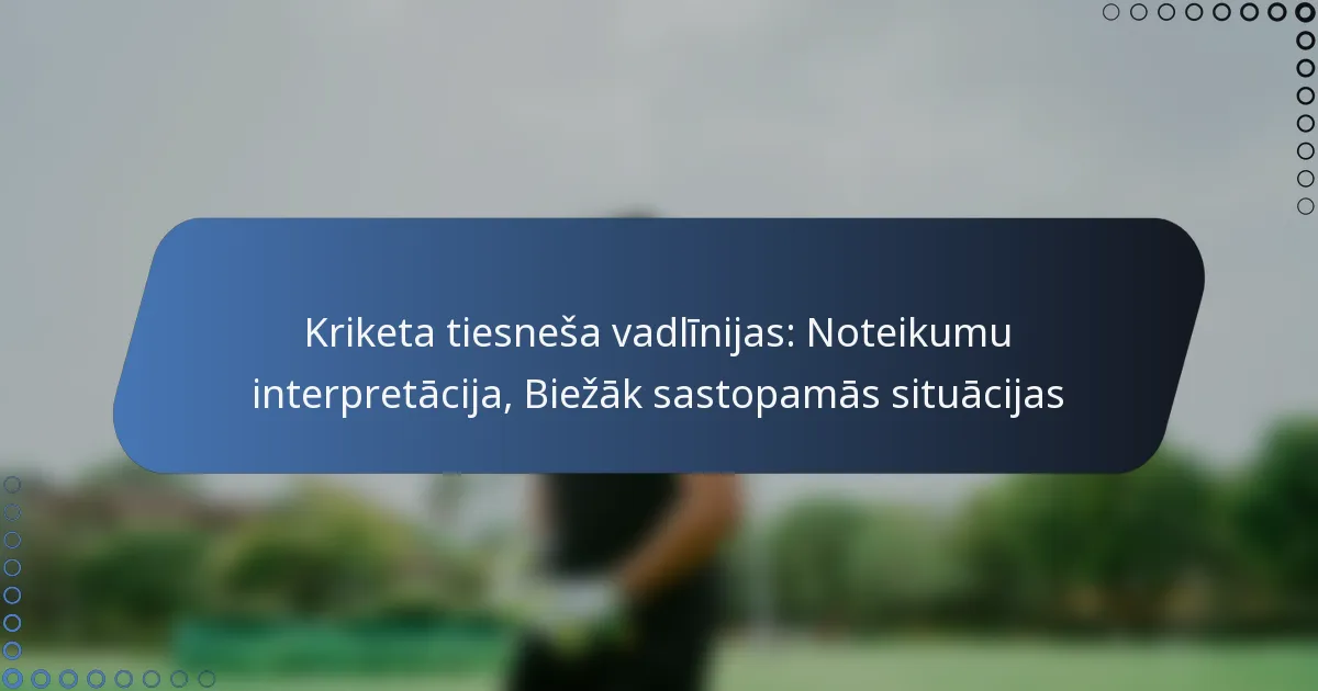 Kriketa tiesneša vadlīnijas: Noteikumu interpretācija, Biežāk sastopamās situācijas