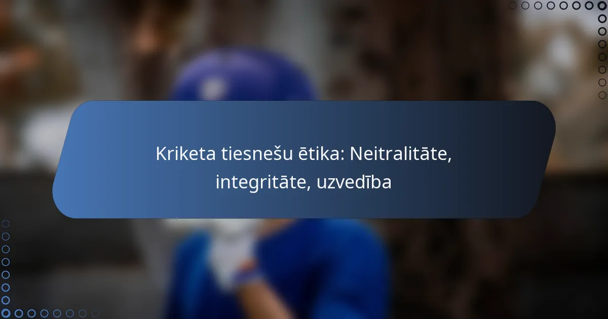 Kriketa tiesnešu ētika: Neitralitāte, integritāte, uzvedība