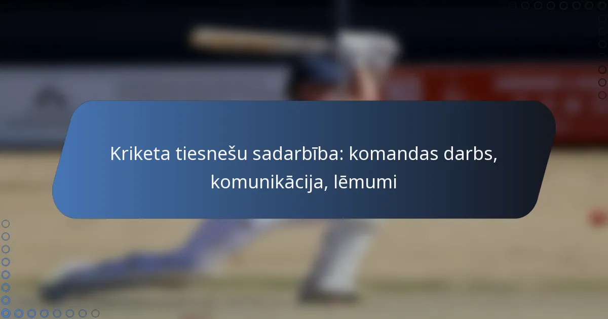 Kriketa tiesnešu sadarbība: komandas darbs, komunikācija, lēmumi