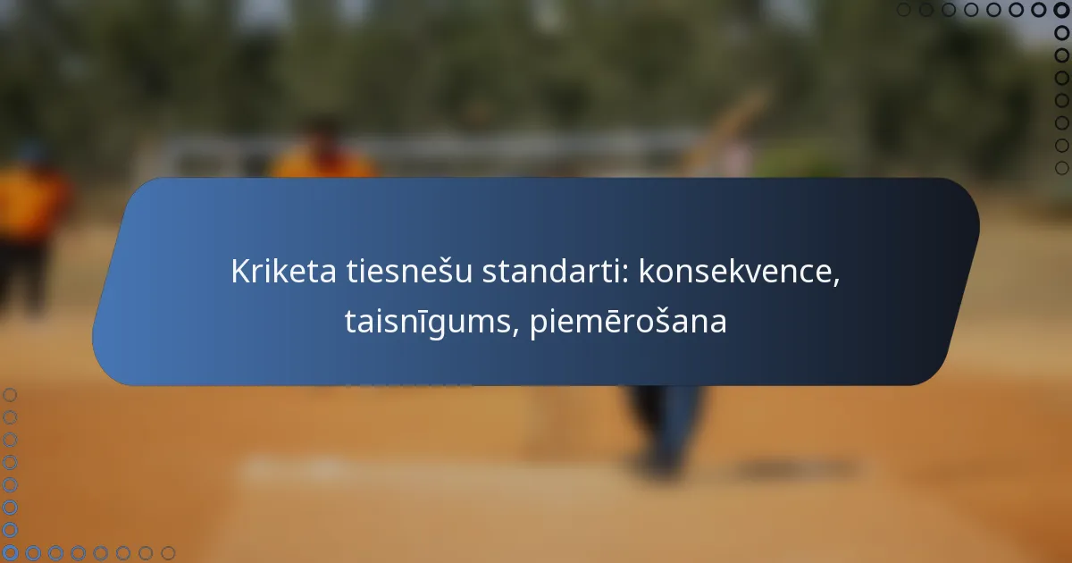 Kriketa tiesnešu standarti: konsekvence, taisnīgums, piemērošana