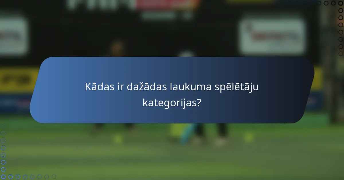 Kādas ir dažādas laukuma spēlētāju kategorijas?