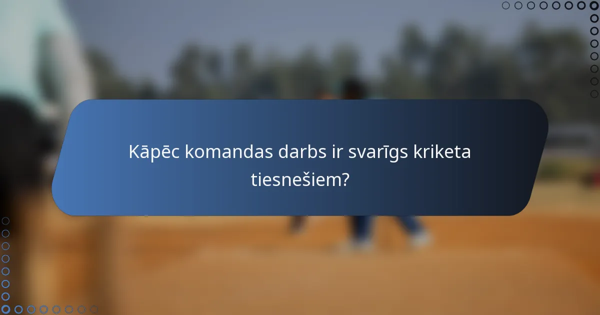 Kāpēc komandas darbs ir svarīgs kriketa tiesnešiem?
