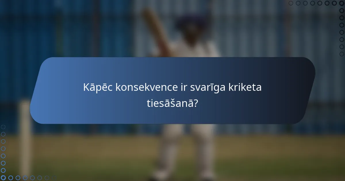 Kāpēc konsekvence ir svarīga kriketa tiesāšanā?